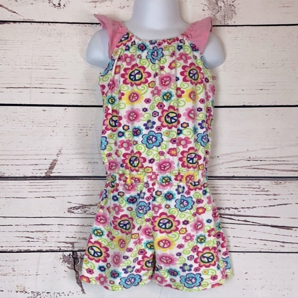 Floral & Peace Sign Romper